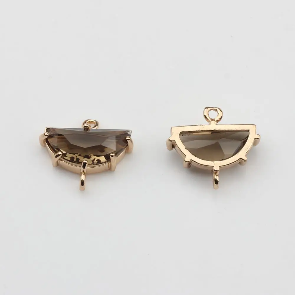 Kupfer Zirkon Zirkon Kupfer vergoldet Kristall umrandet fächerförmige Charms Stecker 10 teile/los für DIY Schmuck machen Zubehör – Detail 21