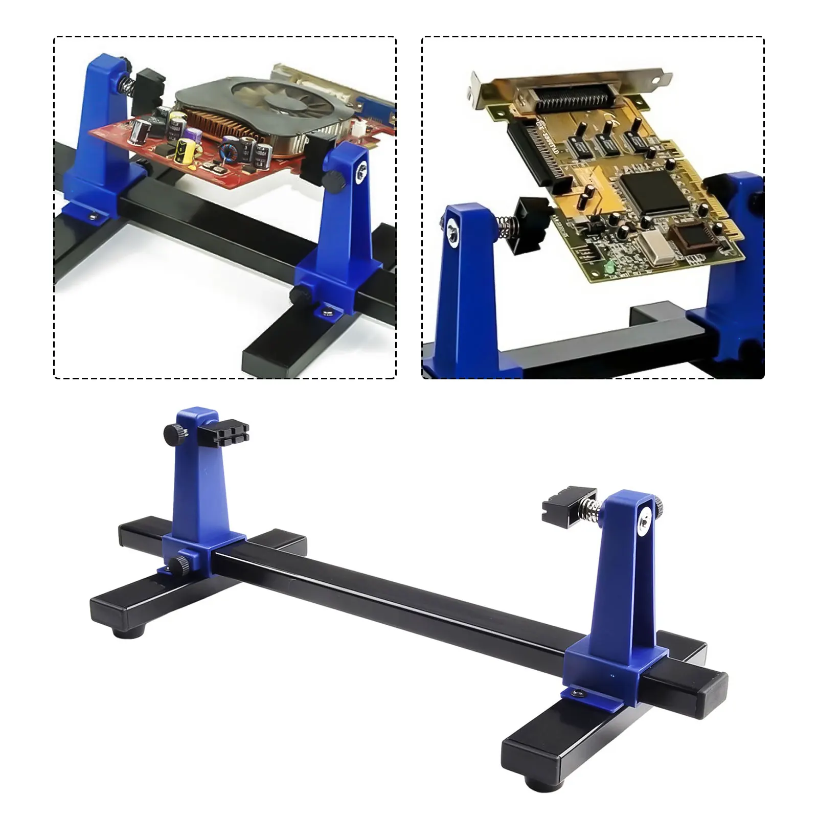 

Stand Clamp PCB Holder Circuit Board Auxiliary Fixed Tool Lightweight Rotatable 0-300mm 408x170x125MM ABS Adjustable