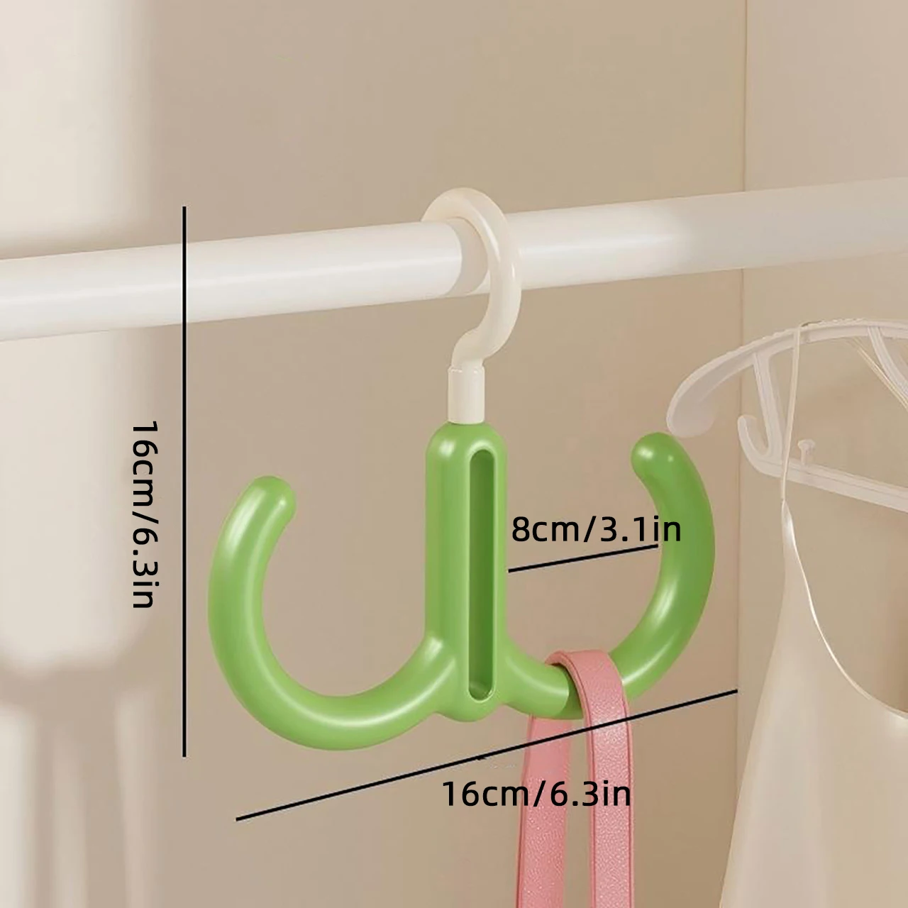 Multifunctional Rotating Clothes Hanger Portable Dopamine Hook Scarf Tie Display Organiser Rack Wardrobe Cap Handbag Holder