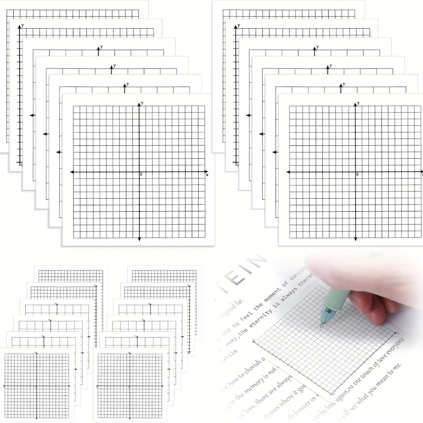 Chart Paper Sticky Memo Pads - Pack of 6 or 12, 150/300 Sheets - Mini Grid for Office and School Use