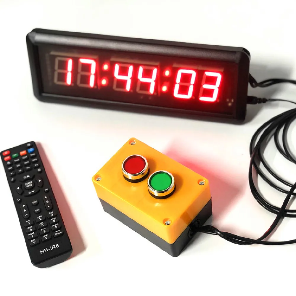 LED Countdown Timer Stopwatch With Big Button and Wireless Remote Obstacle Course Races Wipeout Timer 1.5inch 29cm 2