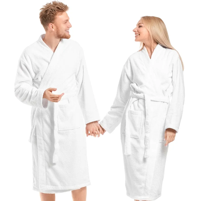 Personalized Bathrobe 1 Piece Terry Cotton Unisex Robe Monogrammed Bathrobe Mrs Mr Couple Batchrobes Matching Wedding