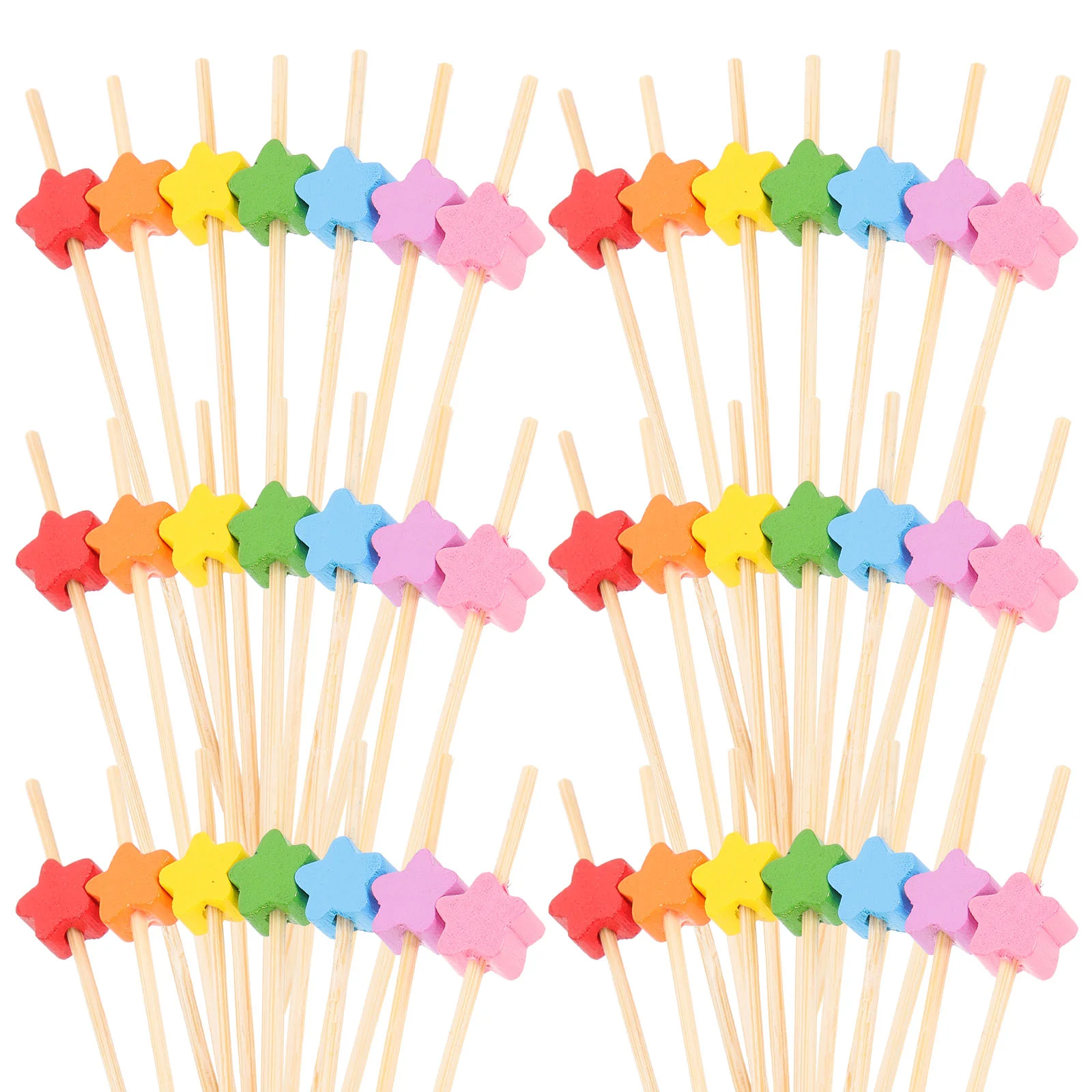 

100 Pcs Disposable Bamboo Sticks Tooth Picks Colored Toothpicks Food Cocktail for Drinks Decorative Appetizers