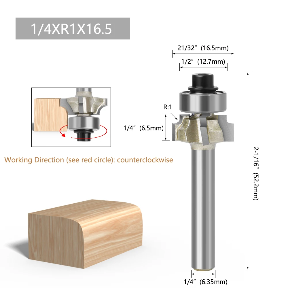 LAVIE 1pc 6mm 1/4 Schaft Z4 Ecke Runde Router Bit R1 R2 R3 Mühle Klassische Cutter Bit Trim einfassung Holzbearbeitung – Detail 2