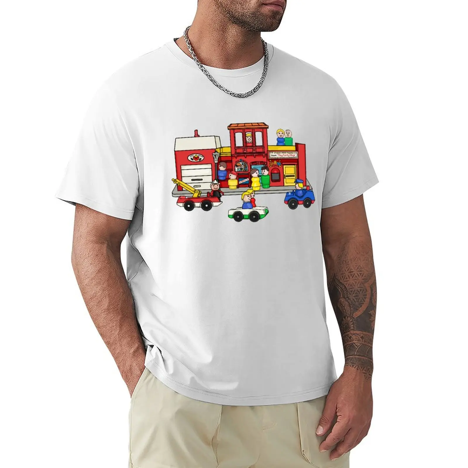 Fisher Price Little People Main Street T-Shirt Top Camicetta Oversize T-Shirt Uomo