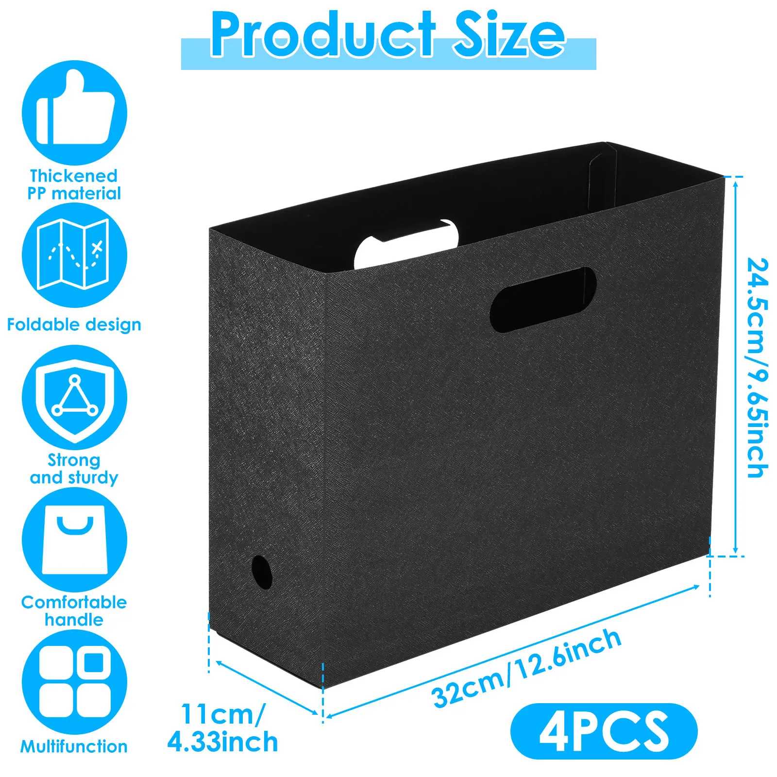Foldable Book Magazine Storage Stand 4Pcs Portable Thickened PP File Organizer for Documents Books Journals Scrapbooks