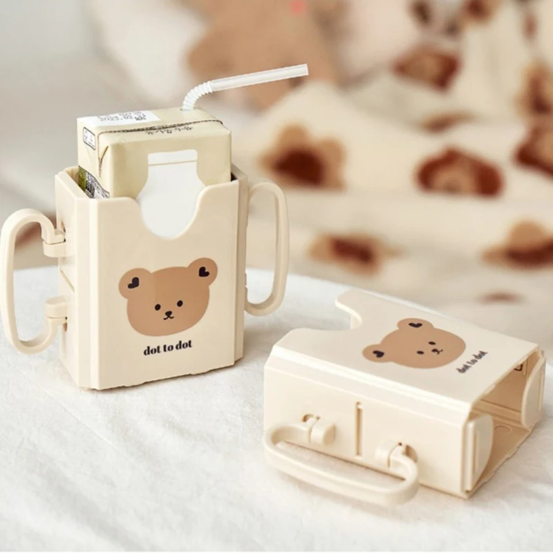 Carton Cup Holder Adjustable Plastic Baby Toddler Juice Box Drinking Anti-Squeeze Cups Holder Adjustable Milk Bottle