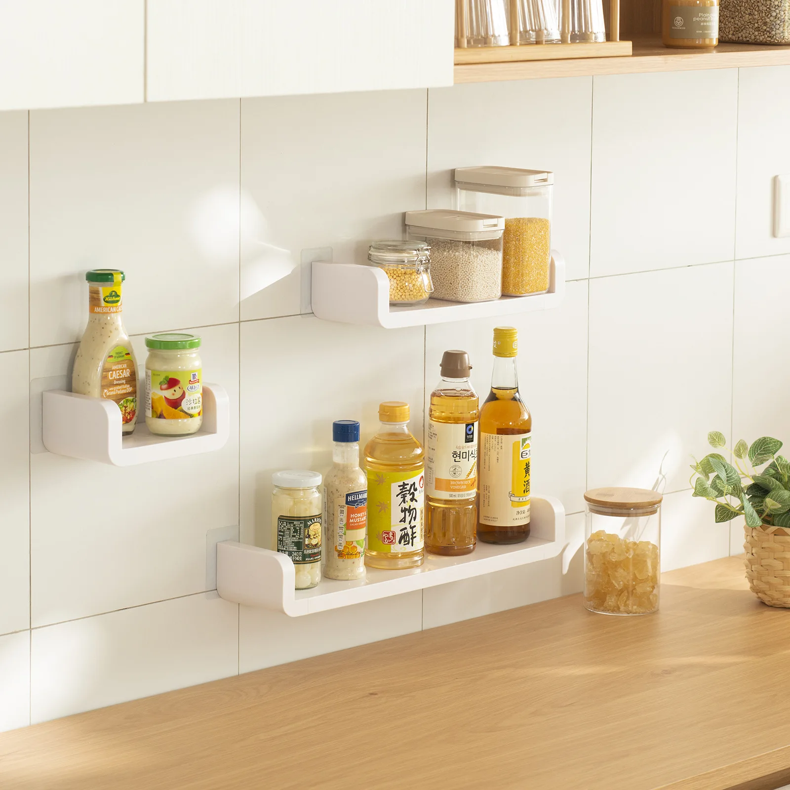 

Multi Story Wall Mounted Bathroom Rack, Kitchen Storage Rack, Waterproof Plastic Storage Rack, Layered Storage Rack
