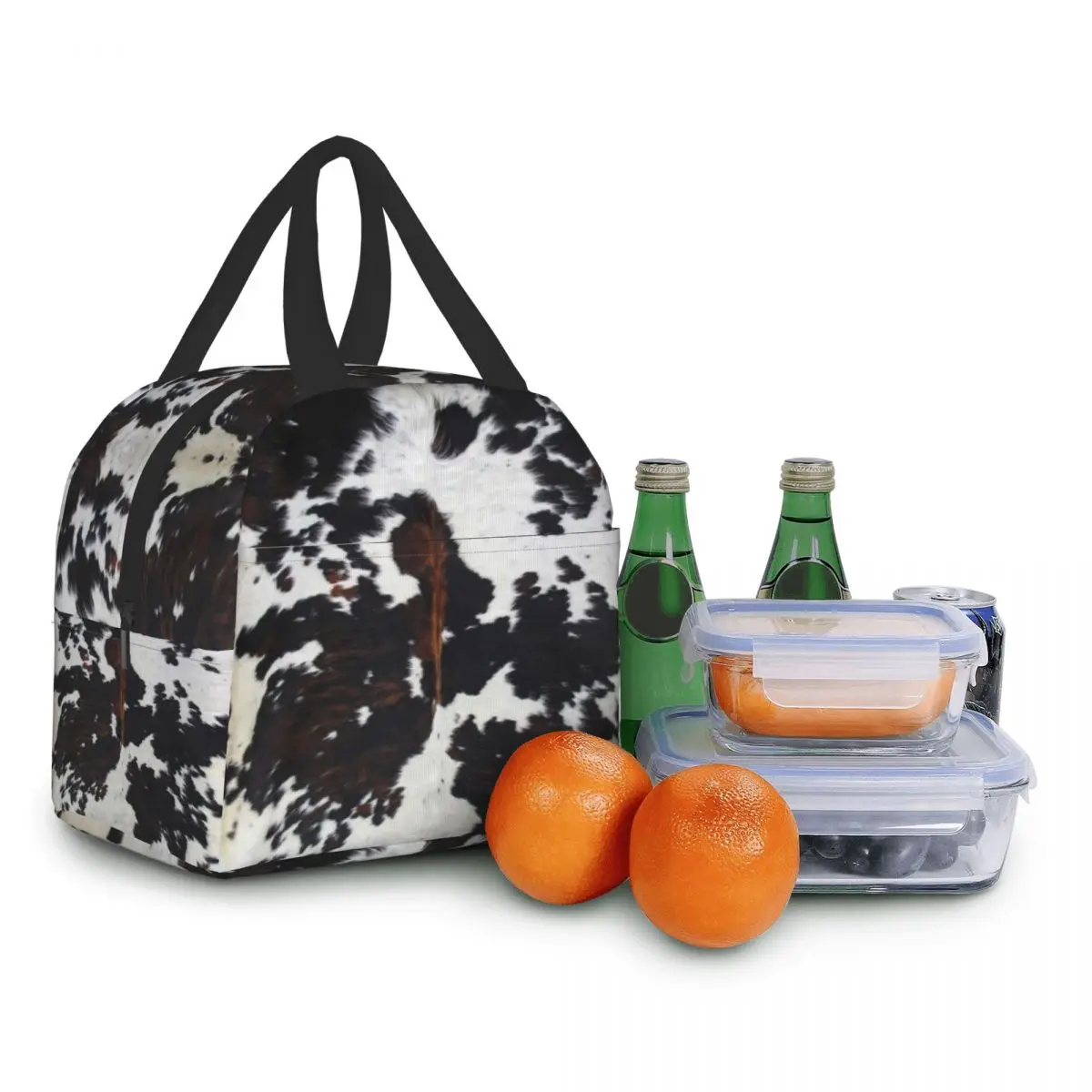 Animal Cowhide Texture Cow Print Lunch Bag for School Office Picnic Leakproof Insulated Cooler Thermal Lunch Box Women Children