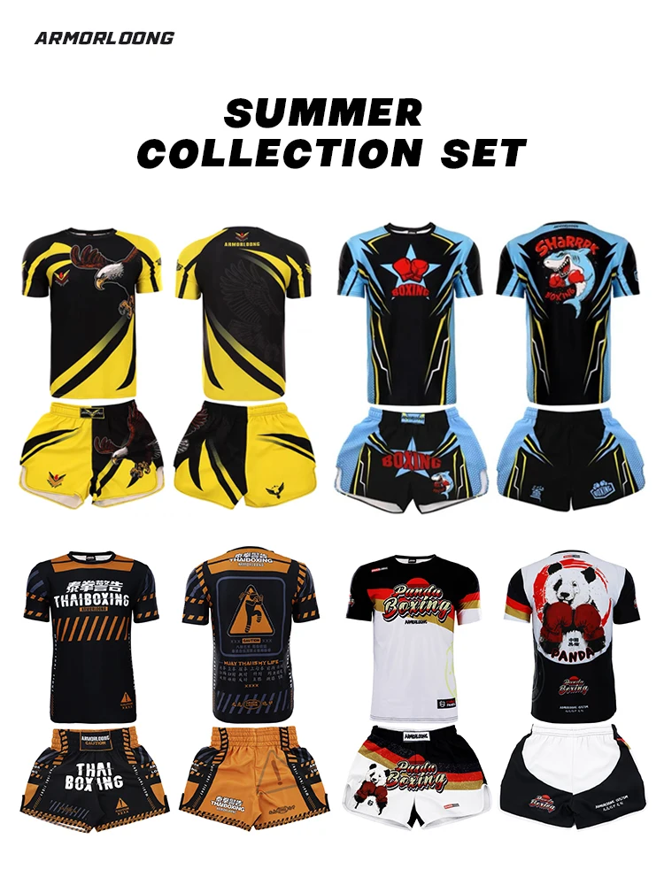 MMA Club Gathering T-shirt Boxing Thai Jujutsu Sports Short Sleeve Sports Pants Gym Set