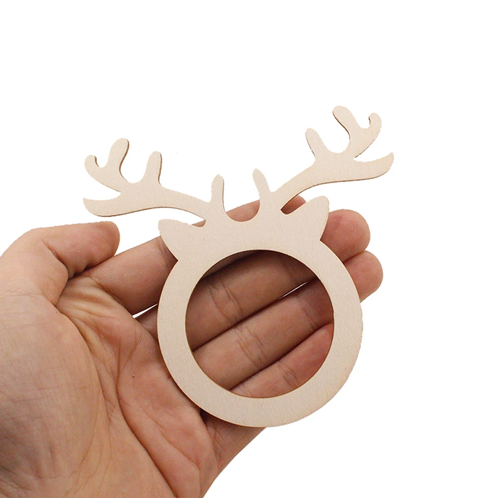 Wooden Christmas Napkin Rings 10pcs Reindeer Antlers Napkin Rings holders Christmas Dinner Table Party Holder napkin ring christmas napkin holder