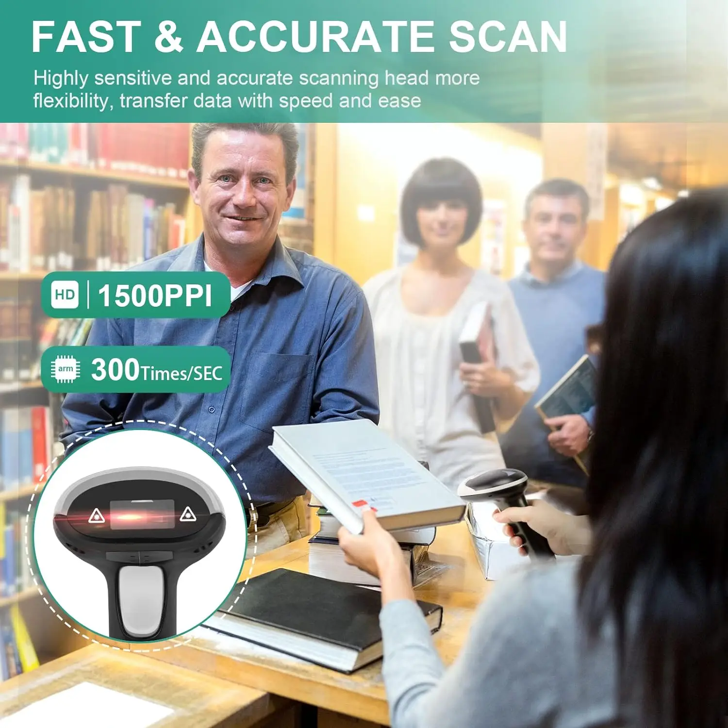 Barcode Scanner Handheld 2D Barcode Scanner USB QR Code Scanner Wired Automatic 1D 2D&PDF417 Data Matrix Bar Code Reader Plug and Play