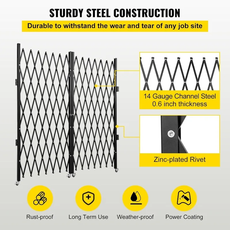 Bi-folding Security Gates Steel Folding Security Gates Flexible Extension Security Gates 360° Rolling Barricade Gates Keyed Gate 4
