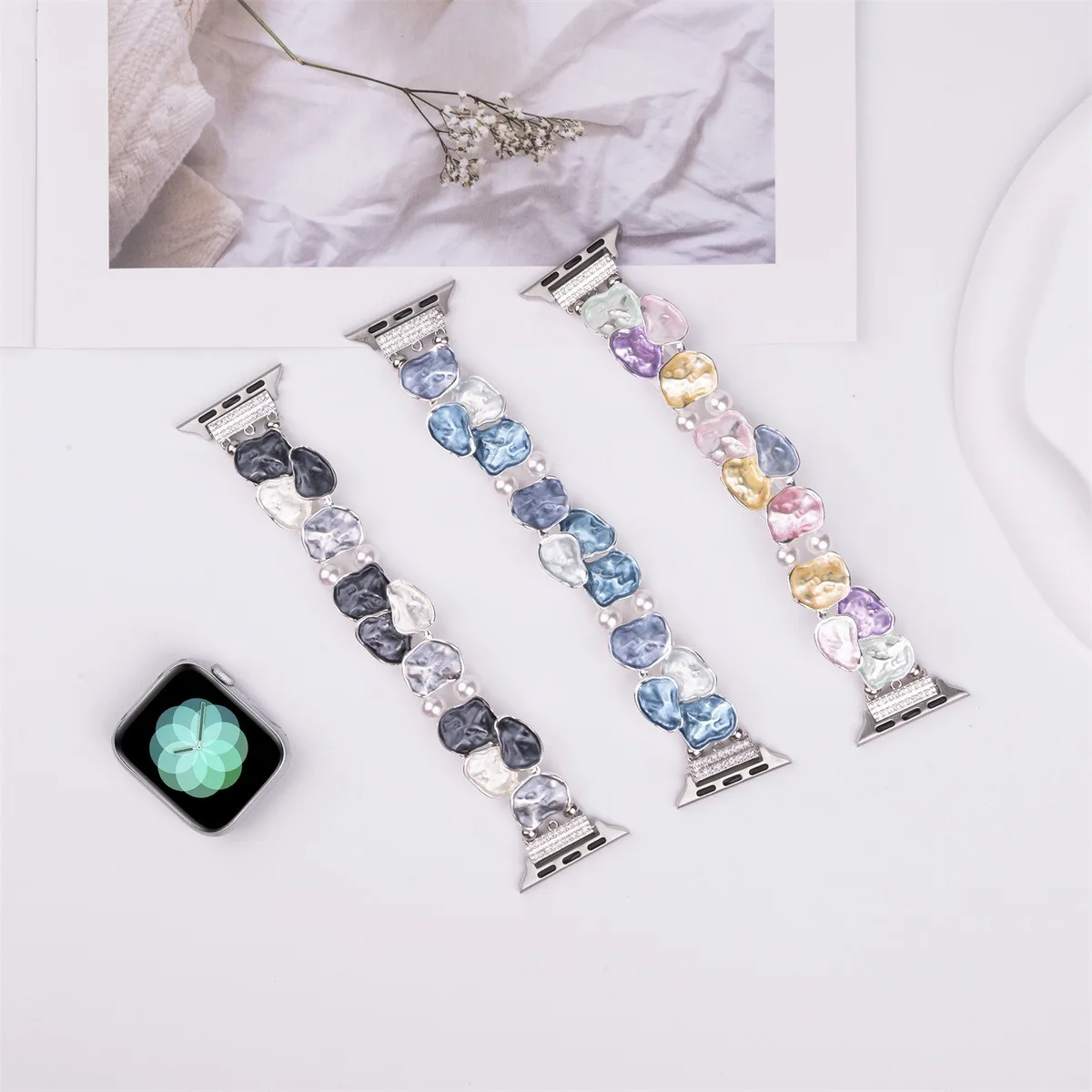 Bracelet de montre à bijoux pour iWatch Ultra 2 Series 10/9/8/7/6/5 Bracelet de montre tendance 42/44/45/46/49 mm 38/40/41 mm_voghion.com