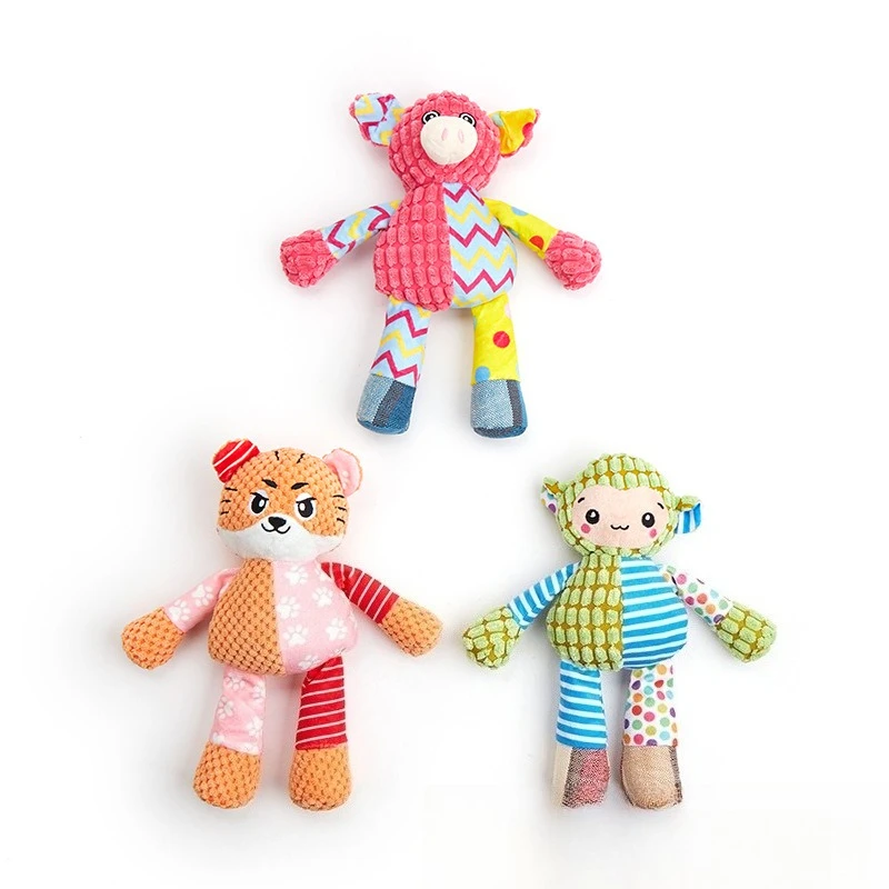 Pet Plush Toy Cat Dog Puzzle Toy Cute Animals Bite Resistant Interactive Squeaky Pet Dog Teeth Cleaning Chew Toy Pet Supplies