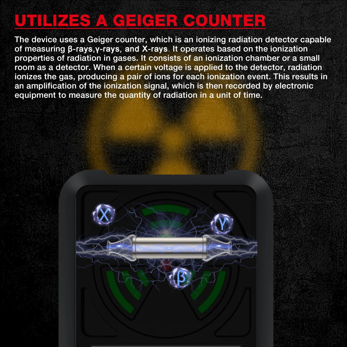 HT629 Geiger Counter Nuclear Radiation Detector Personal Dosimeter X-ray &Gamma;-ray &Beta;-ray Radioactivity Tester Marble Detector radiation detector geiger counter