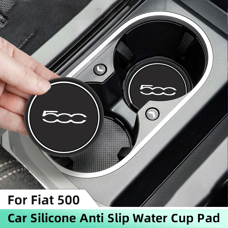 2pcs Non-slip Car Cup Holder Insert Coasters Pads for Fiat 500 500C 500X 500L Bottle Holder Coaster Auto Interior Cup Mat