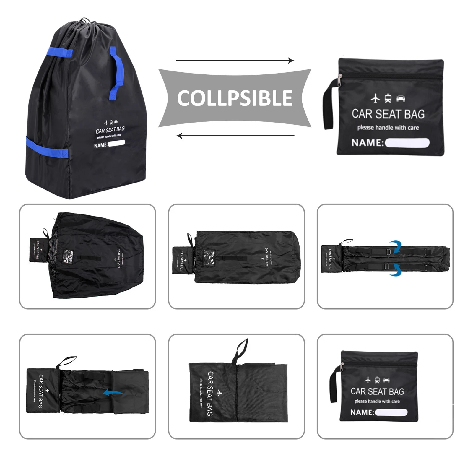 Borsa Per Seggiolino Auto - Zaino Impermeabile Per Viaggi - Trasporto Facile Per Passeggino E Aeroporto - Nero