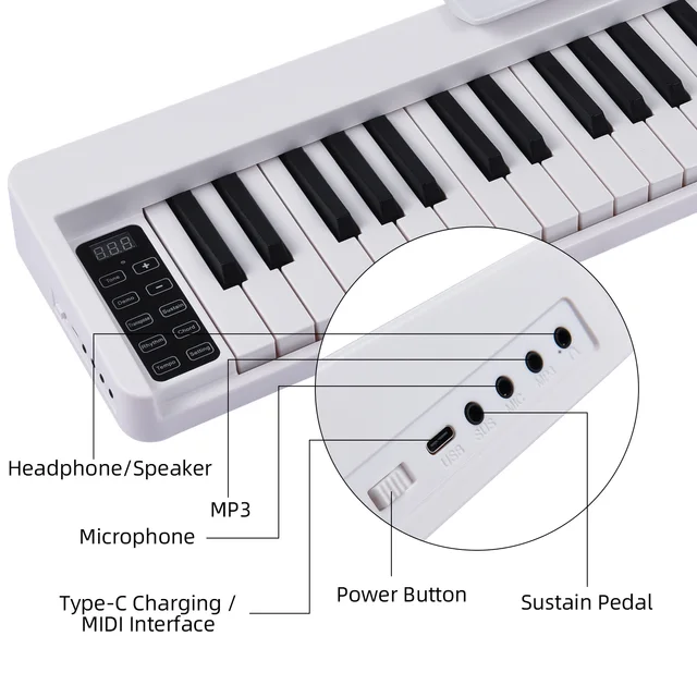 실제 피아노 경험을 휴대용과 편리함으로 제공하는 접이식 전자 피아노