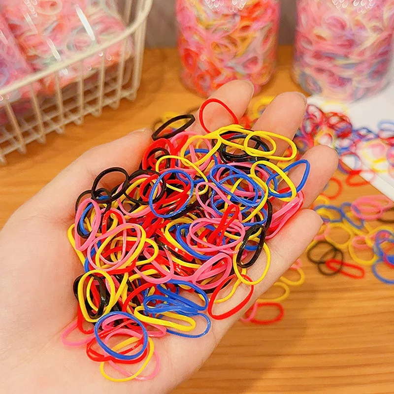 1000/box Kids Disposable Transparent Hair Tie Girls Elastic Rubber Bands  For Bracelets Baby Colorful Hair Rope accessories - AliExpress