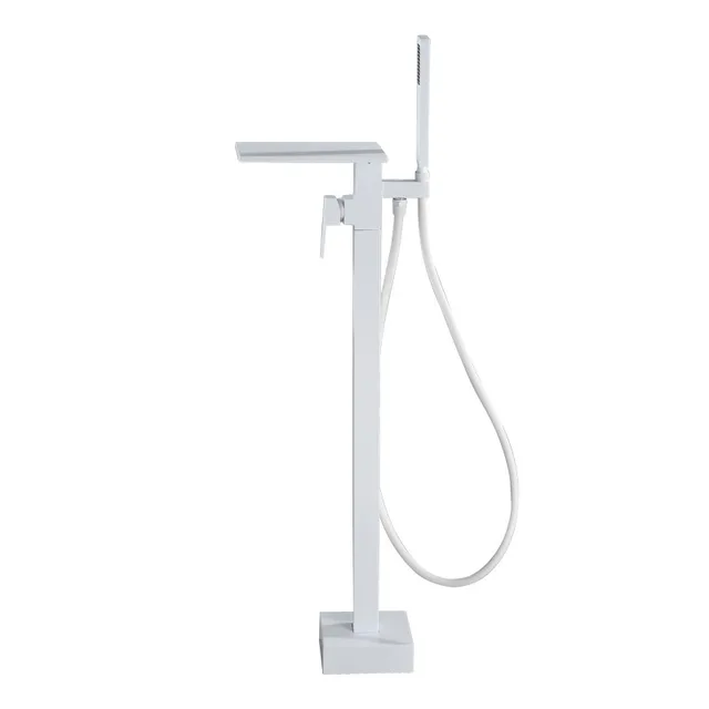 ก๊อกน้ำอ่างอาบน้ำแบบตั้งพื้นสีขาวติดผนังก๊อกผสมน้ำร้อนน้ำเย็น 5