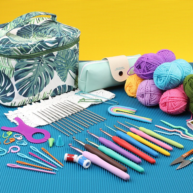 KRABALL Cotton Yarn Thread Ball For Crochet Knit Hook Sets Hand Knitting Needles Tools Crochet Ball Markers Accessories With Bag