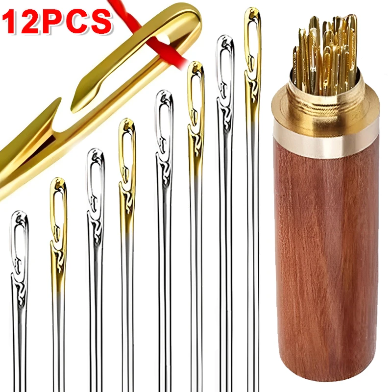 12PcsBlindSewingNeedlesElderlySideHoleStainlessSteelSelf