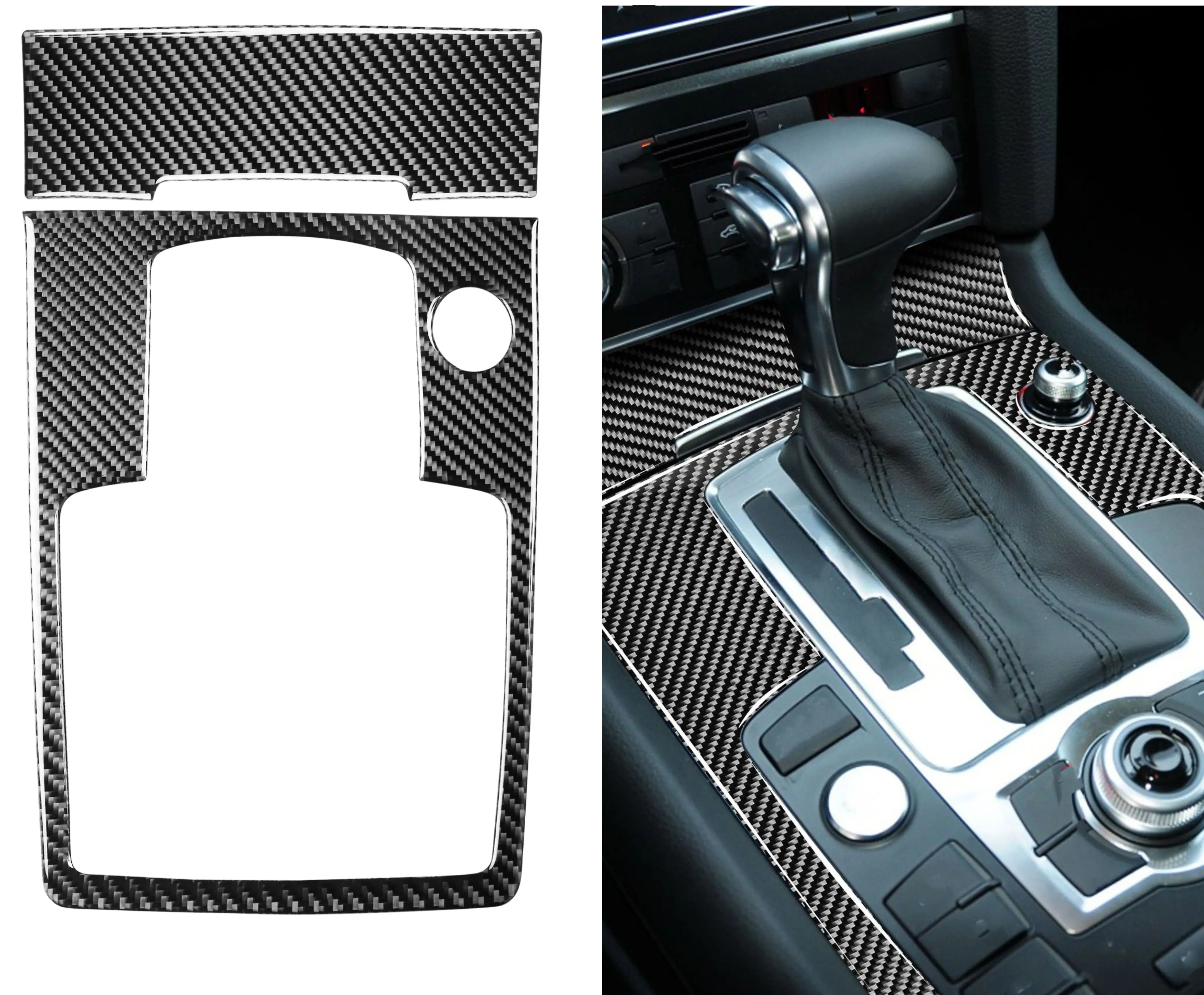 

Для Audi Q7 4L, автомобильная панель переключения передач, рамка, крышка, отделочные полосы, наклейка из углеродного волокна 2008 2009 2010 2011 2012 2013 2015