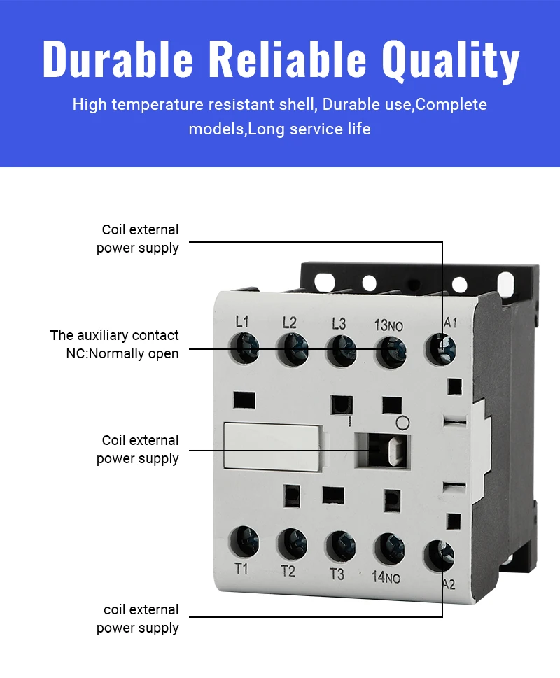 Description Picture 5 of itemCJX2-K Mini AC Contactor Din Rail 3P 3main 1NO/3main Coil Voltage 220V 50/60Hz 6A 9A 12A 16A