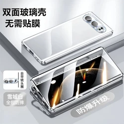 360 Full Double - Sided Magnetic Protective Case with Tempered Glass for Vivo X300 FE (Silver)