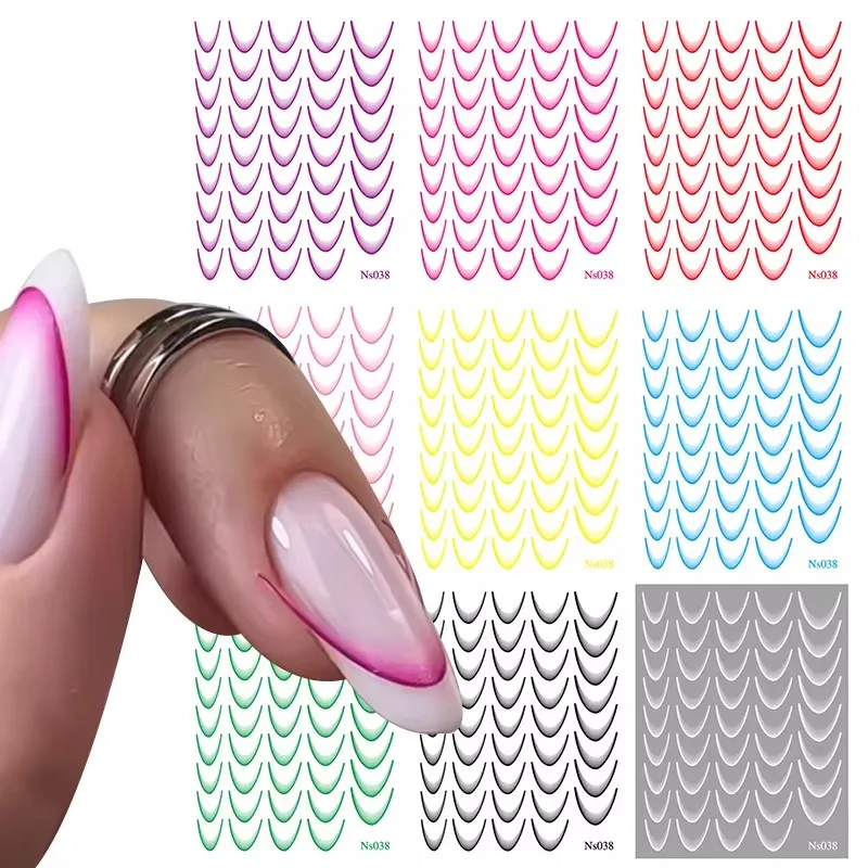 Gradient Color French Manicure Nail Art Designs Stickers Self-Adhesive Nail Tips Guides for DIY Decoration Stencil Tools nail stickers nail art decoration nail decals nail art tools
