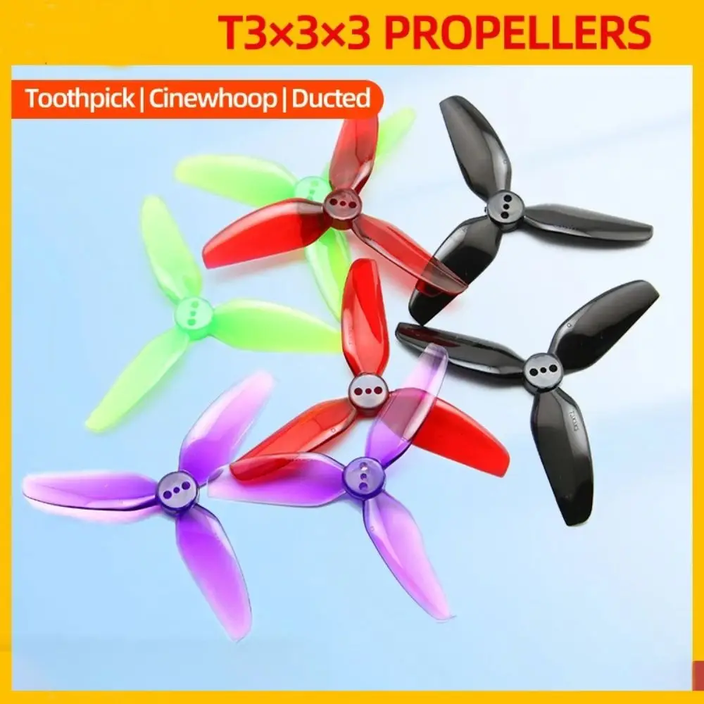 HQProp T3X3X3 Hélices 3 pouces 3 pales PC pour drone FPV - Lot de 2 paires