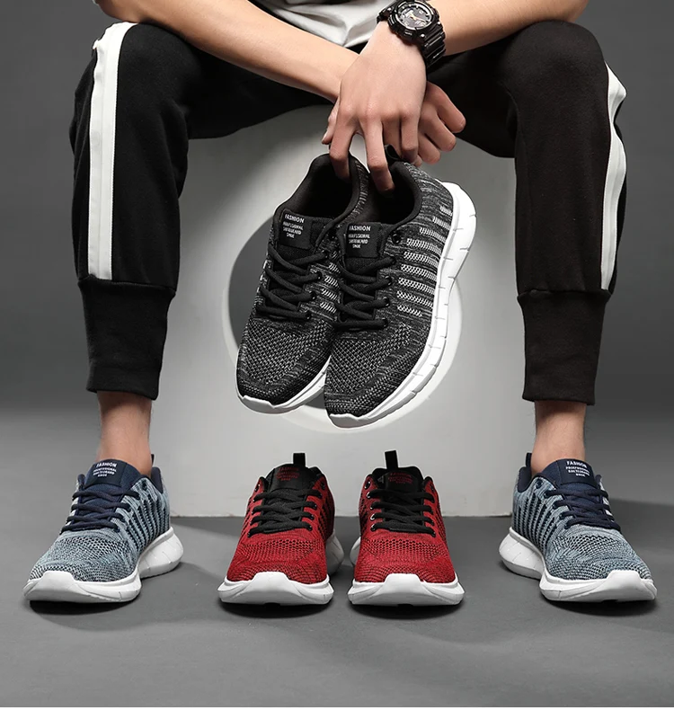 Duży rozmiar Letnie modne męskie damskie oddychające latające tkane bieganie lekkie buty Fiess_voghion.com