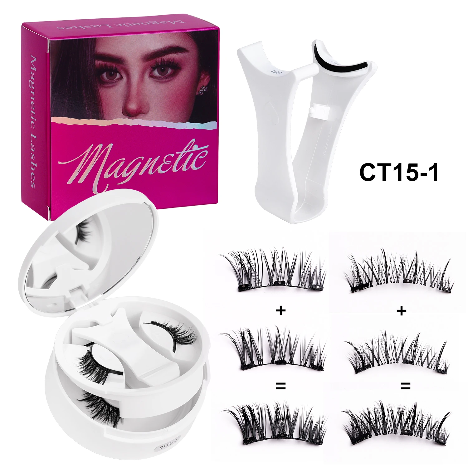 Magnetic False Eyelash Set – Soft, reusable, glue-free, waterproof, natural-looking false eyelashes, includes tweezers.