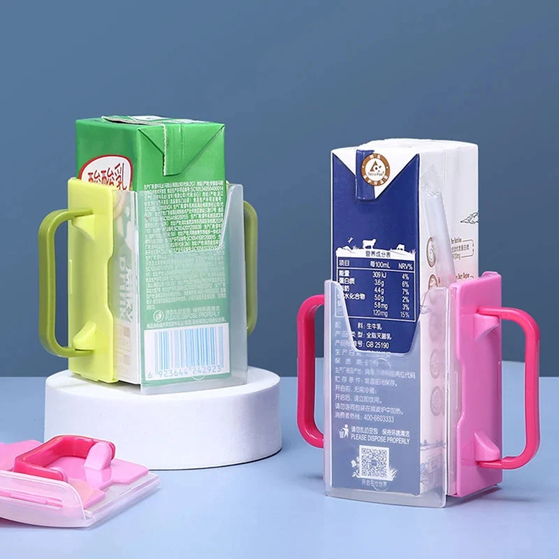 Function Adjustable Safe Toddle Practical Self-Helper Juice Milk Box Drinking Box Holder Cup For Baby Kids Handles Supply drinking box holder