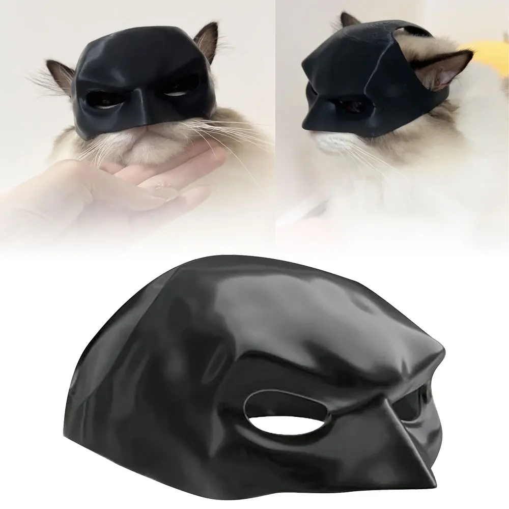 Pet Hat Pet Mask Pet Halloween Costume Cat Bat Mask Cat Face Cushion Bat Cosplay Hat Spooky Halloween Atmosphere Prop Plastic Black Make-up Half Mask Party