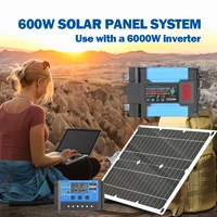 Système d'énergie solaire 6000W Kit complet Panneau solaire + Contrôleur de charge Convertisseur de puissance pour la maison, le camping-car, l'extérieur, alimentation hors réseau 3