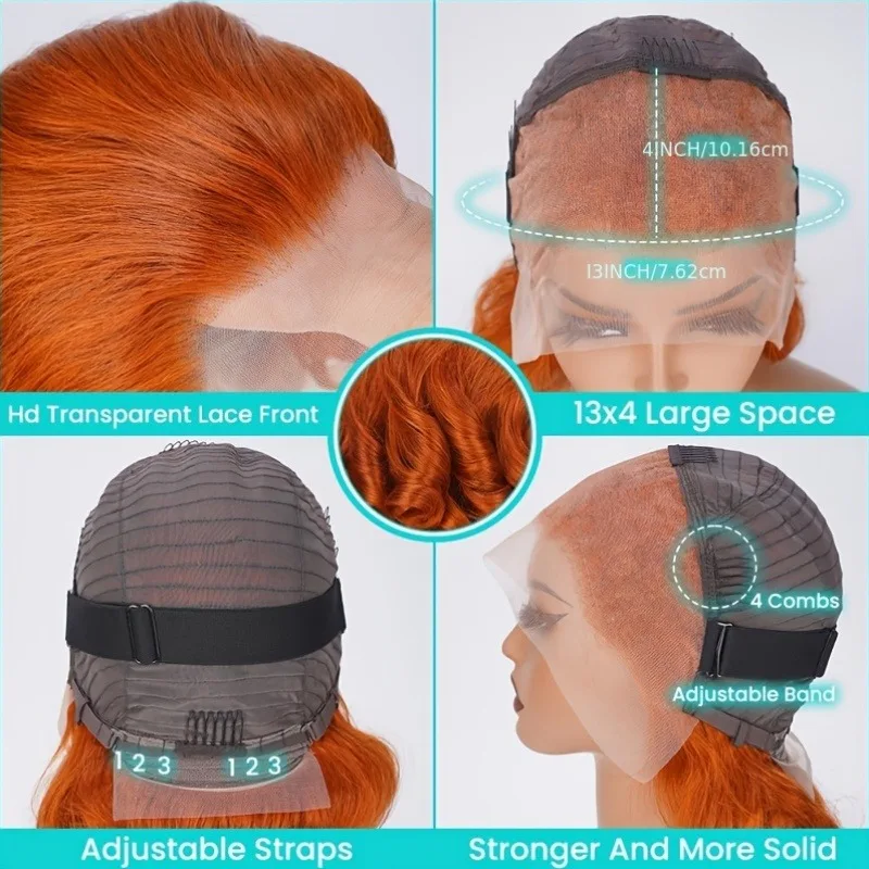 350 Ginger Orange Human Hair Wig Body Wave Pre Plucked With Baby Hair Lace Front Wigs 13x4 Ear To Ear Lace Body Wave Lace Wigs 1 6