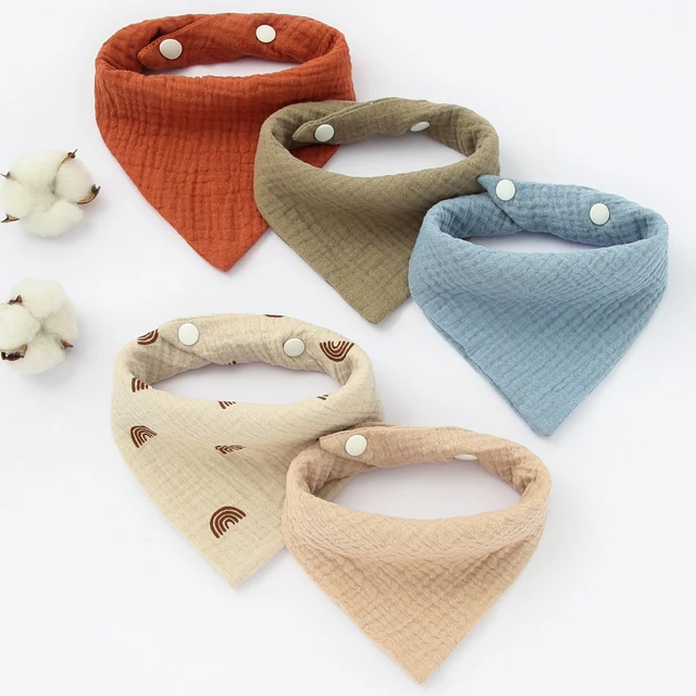 5 pieces/lot Baby Bibs Triangle Kids Cotton Bibs Saliva Towel Baby Boys Girls Feeding Apron Cotton Bandana Bibs Ivory
