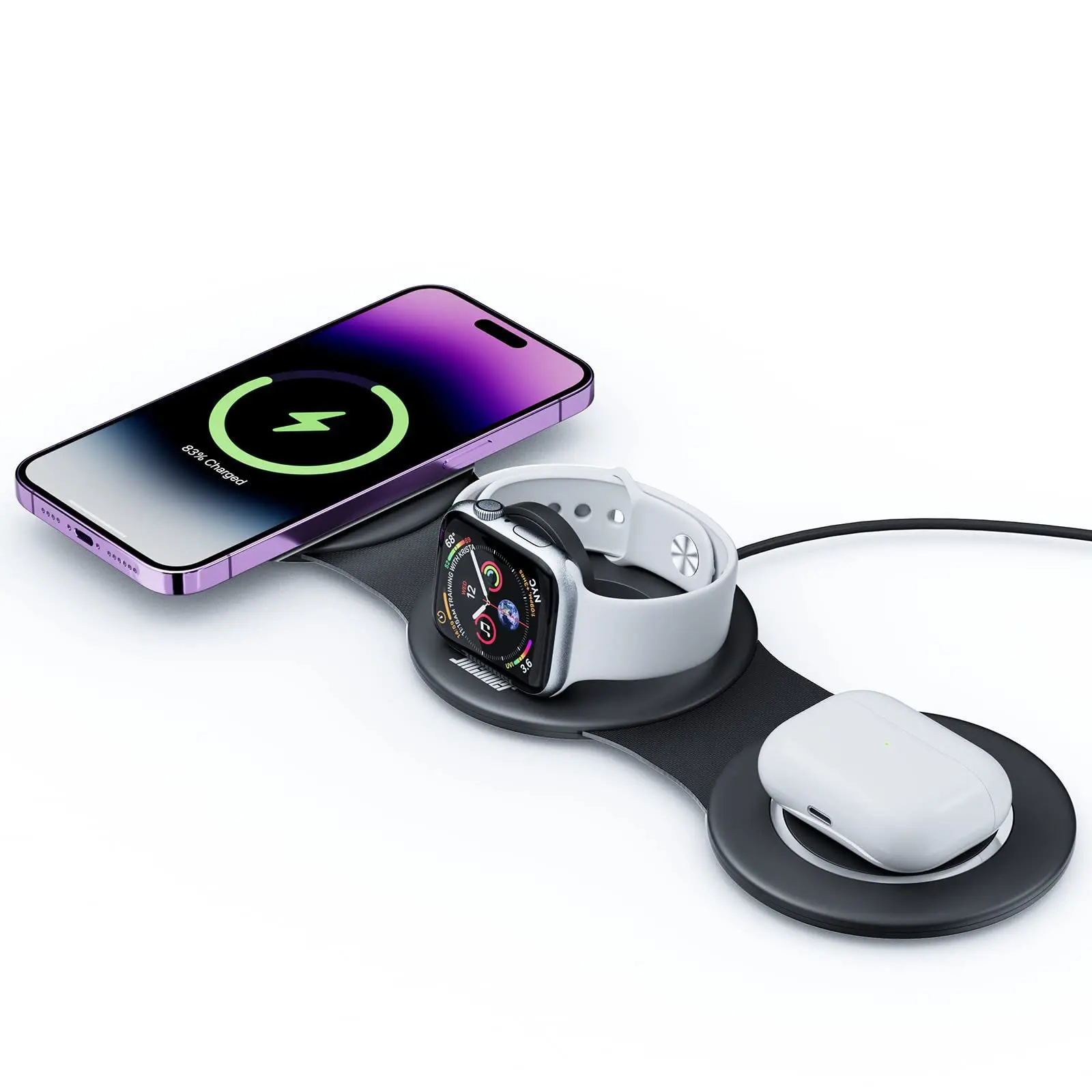 Three In One Wireless Foldable Magnet 15W, Fast Wireless Charging Pad, Travel Charger for Multiple Devices, Foldable 3 in 1 Wireless Charging Station