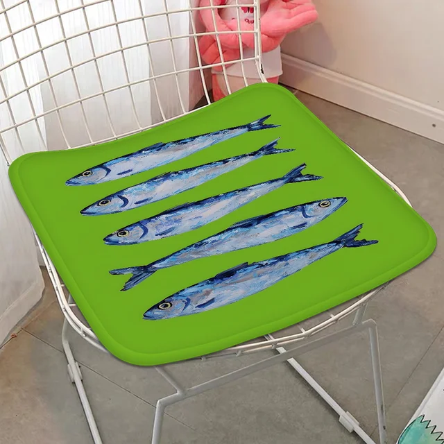 Coussin de chaise de salle à manger européen, sardine colorée, ster corrigé, poisson, océan, animal, siège de décoration circulaire, bureau, chaise de bureau, coussin en polymères 6