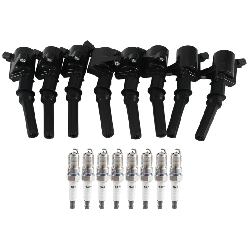 

8 Piece 3W7Z12029AA SP-479 Ignition Coil&Spark Plug As Shown Plastic Automotive Supplies For Ford Lincoln F150 E-350 E-250 E-150