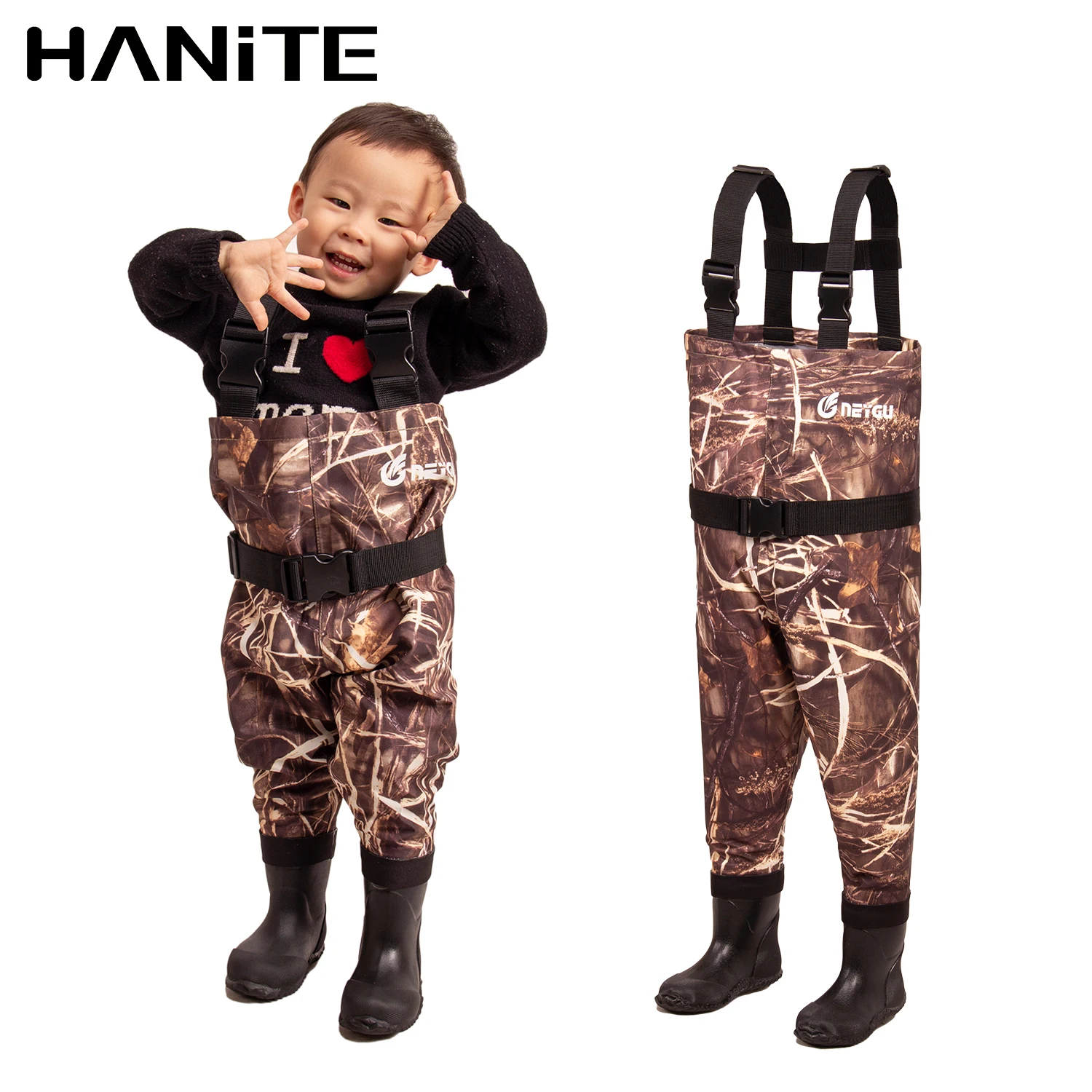 NeyGu Toddler & Children's Breathable Waterproof Waders with Bootfoot Chest  Waders, Kids fishing wader for Marsh playing
