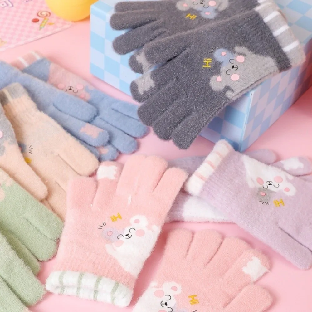 5-12 Years Old Cute Warm Kids Winter Gloves Windproof Candy Color Baby Gloves Soft Coldproof Children Mittens Outdoor