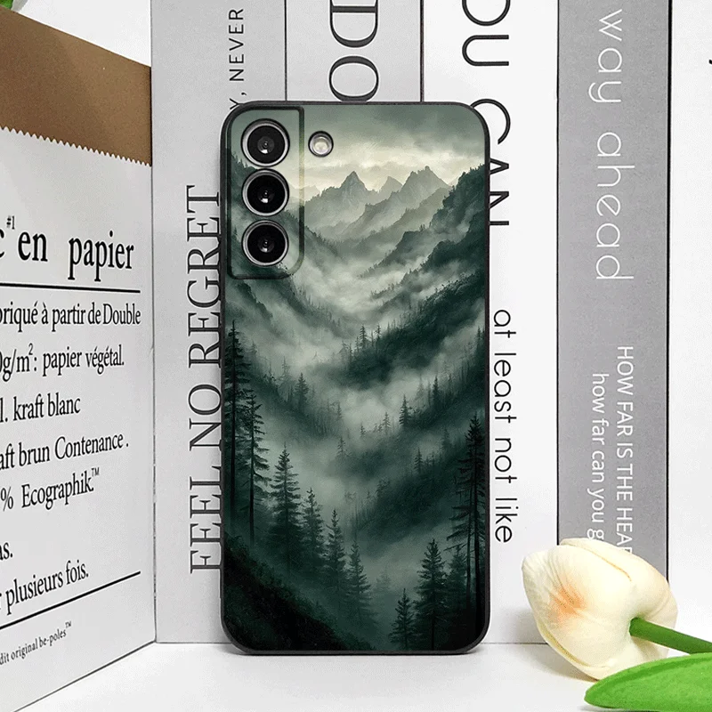 Vintage Green Forest Landscape Pattern Shockproof Phone Case - Soft Cover
