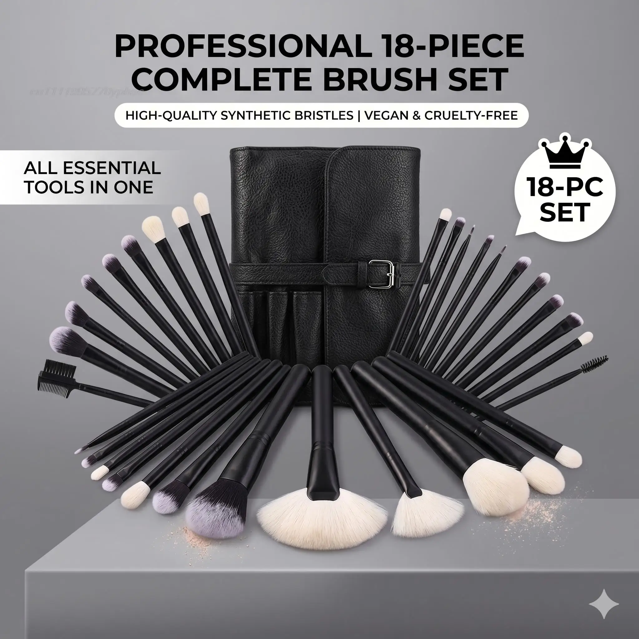 Makeup Brush Set - 12/18Pcs Natural Hair Foundation Eyeshadow Blending Brush Professional Eco-Friendly Beauty Tools