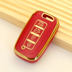 Premium 3/4 Button Car Key Case Cover - Elegant Protection for Your Vehicle's Key Fob (4 Button Red Case)