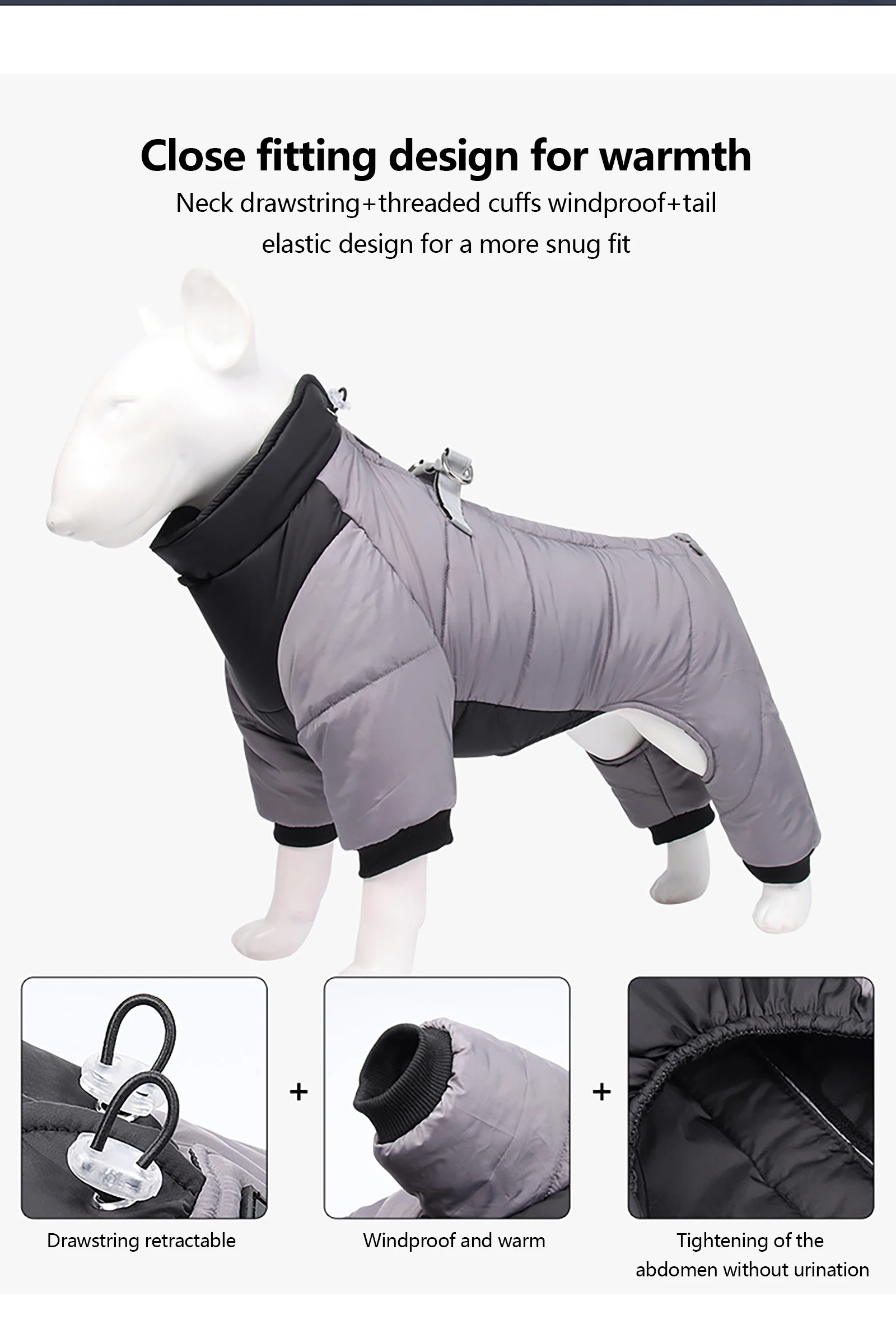 Detailed view of waterproof fabric and cotton filling for pet jacket.