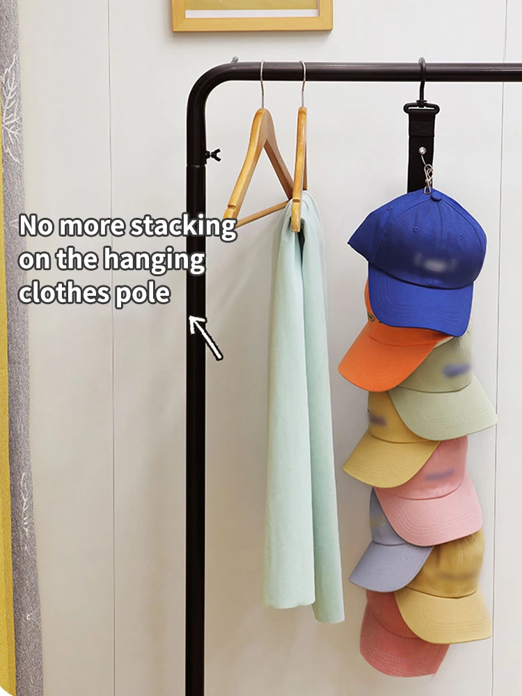 Description Picture 4 of item8-Clip Wall Storage Hat Hanging Tool Underwear Drying Rack Bedroom Wardrobe Duck Tongue Cap Storage Hook Rack Creative Home Stor
