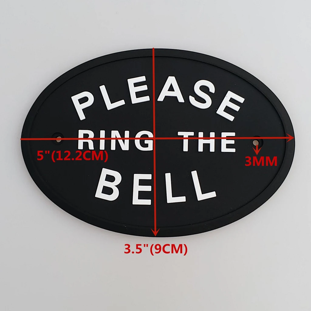 1pc Silver PLEASE RING THE BELL Garden House Wall Door Plaque Sign In Black